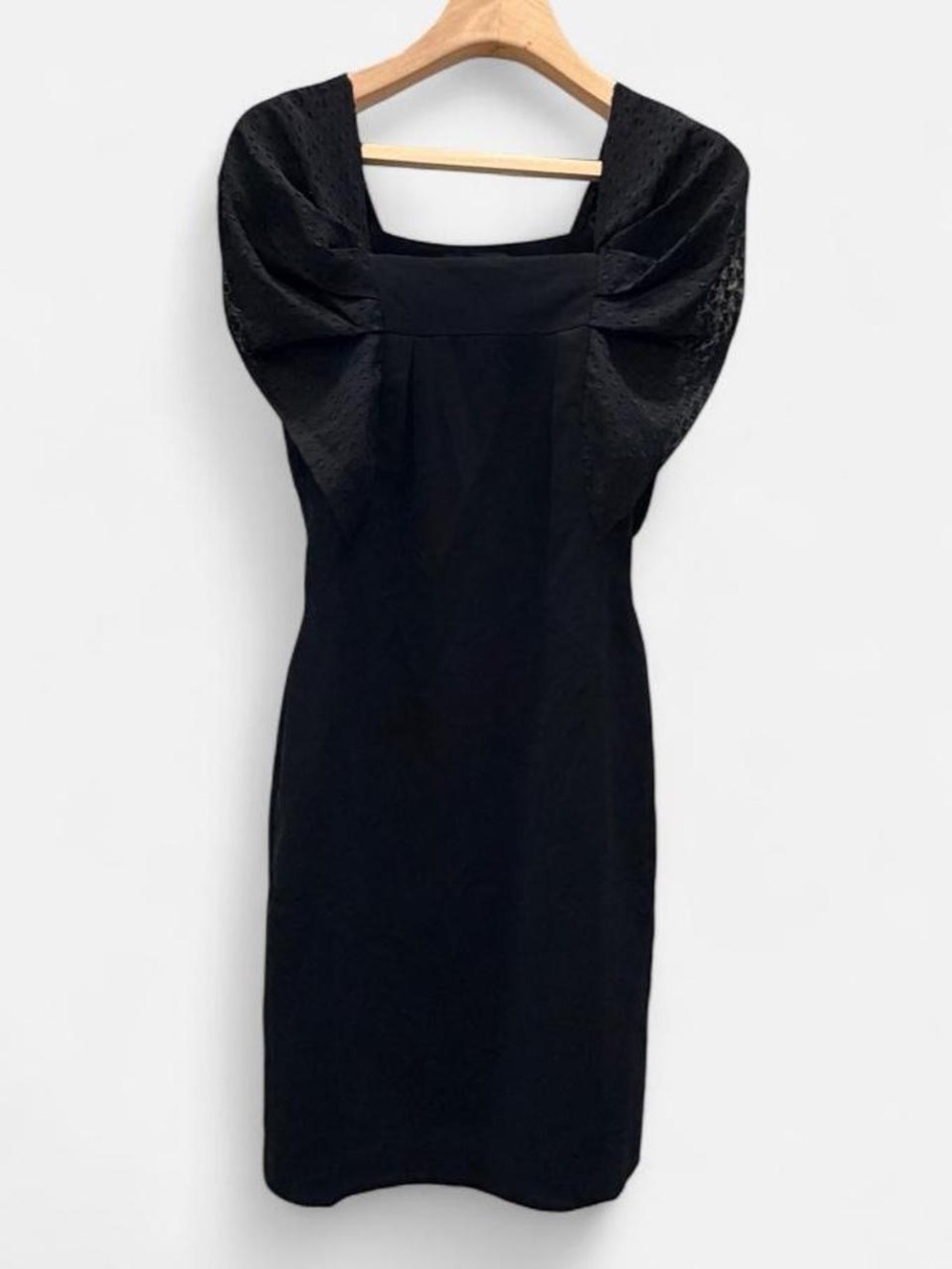 Class Roberto Cavalli Black Midi Dress with Sculpted Puff Shoulders - Picture 2 of 8